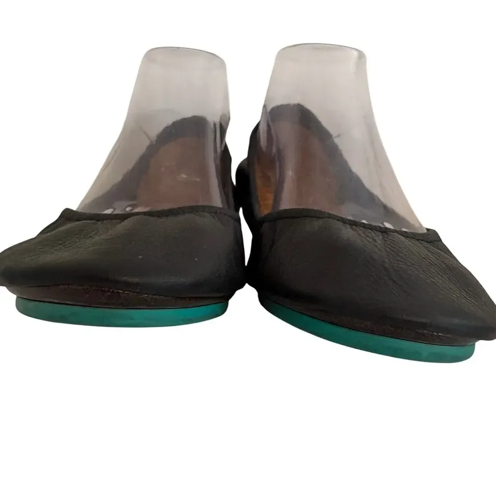 TIEKS Black Italian Nappa Leather Soft Ballet Flats Luxury Minimalist MSRP $210